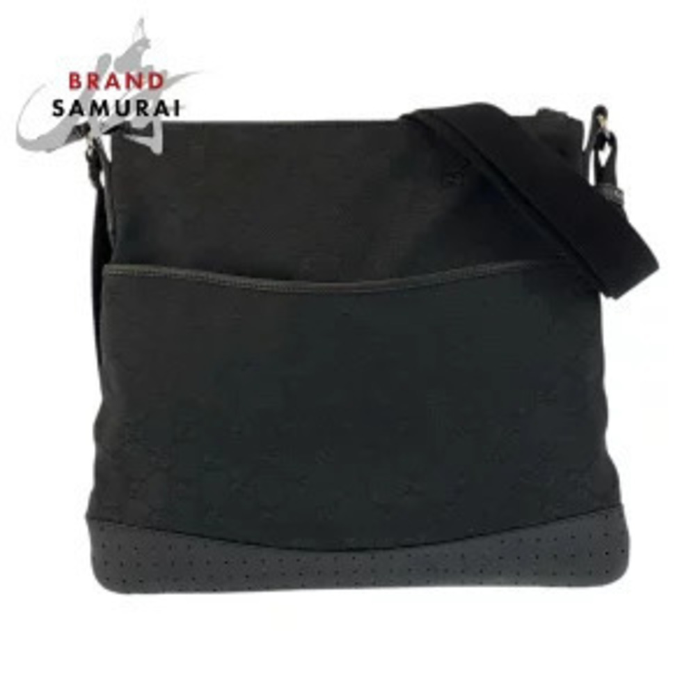 Gucci Black GG Canvas Leather Shoulder Bag Pouch